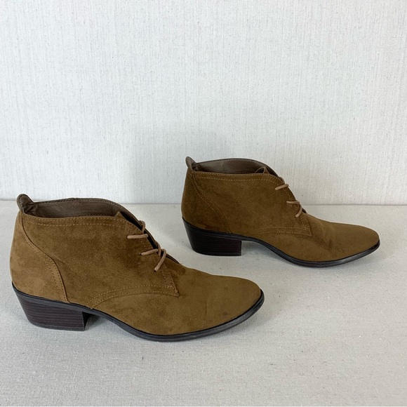 Xappeal Kai Faux Suede Neutral Rich Cognac Brown Lace-Up Ankle Booties - Size 9 - Picture 8 of 14
